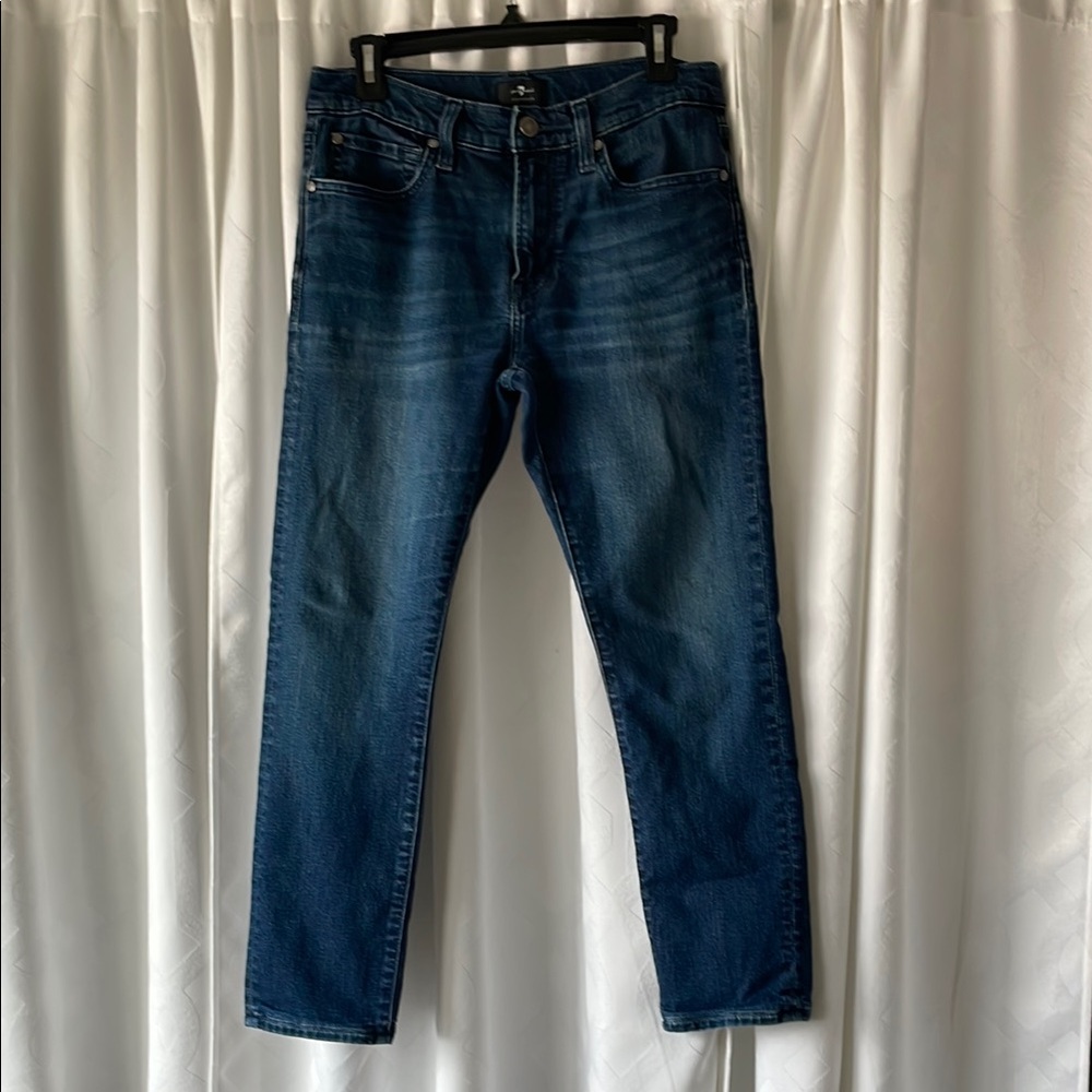 7 For All Mankind Blue straight stretch jeans